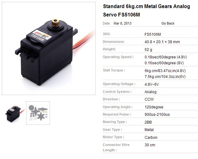 Fitec FS5106M Standard 7.5kg M - Rc Hobby Motor review and price