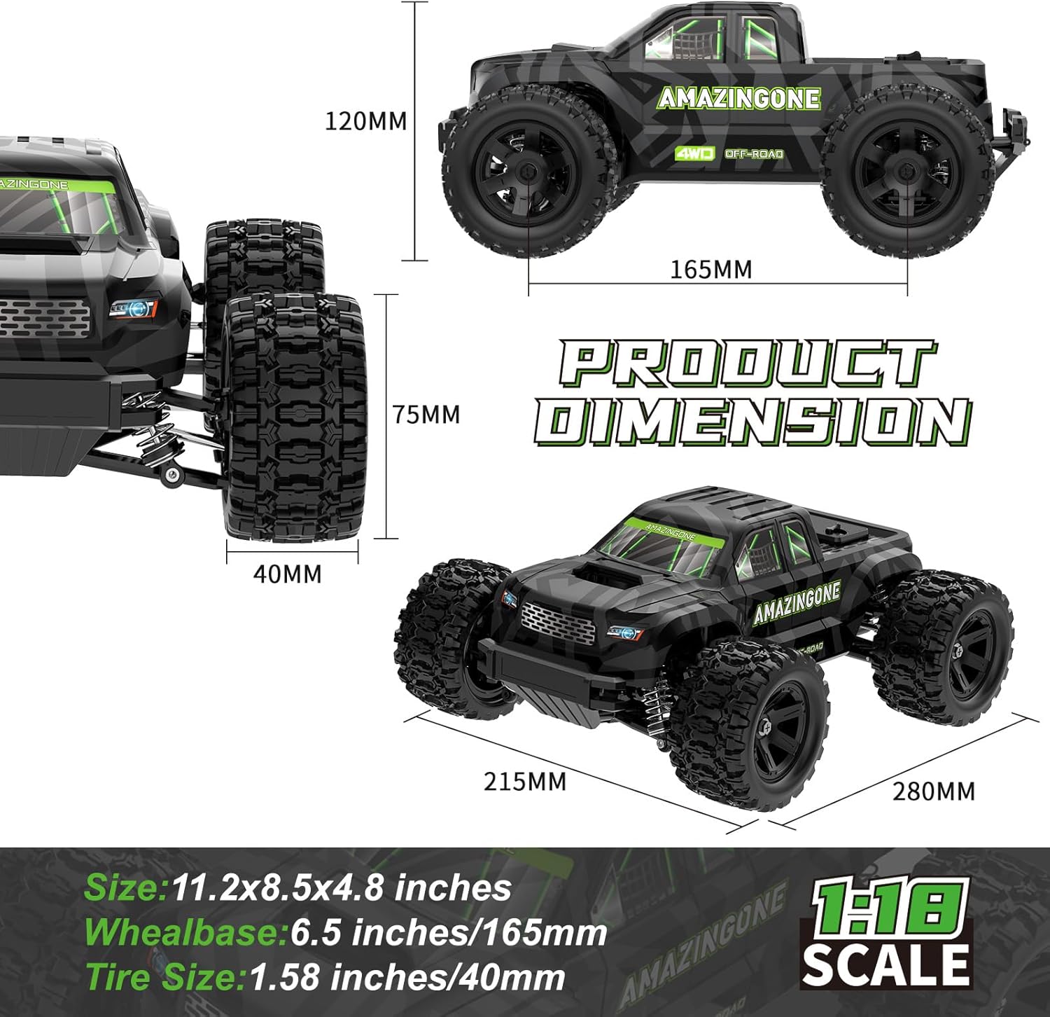 JT18W 1/18 Scale High Speed 35 - Rc Hobby Grade Monster Truck review and price